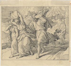 Lot 6657, Auction  126, Schnorr von Carolsfeld, Julius, Loth flieht mit seiner Familie aus dem brennenden Sodom