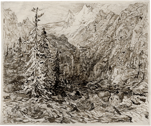 Lot 6674, Auction  126, Wagner, Carl, Alpenlandschaft mit Gebirgsbach und schneebedeckten Gipfeln