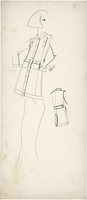 Lot 7203, Auction  126, Lagerfeld, Karl, Modezeichnung (Kurzer Mantel)