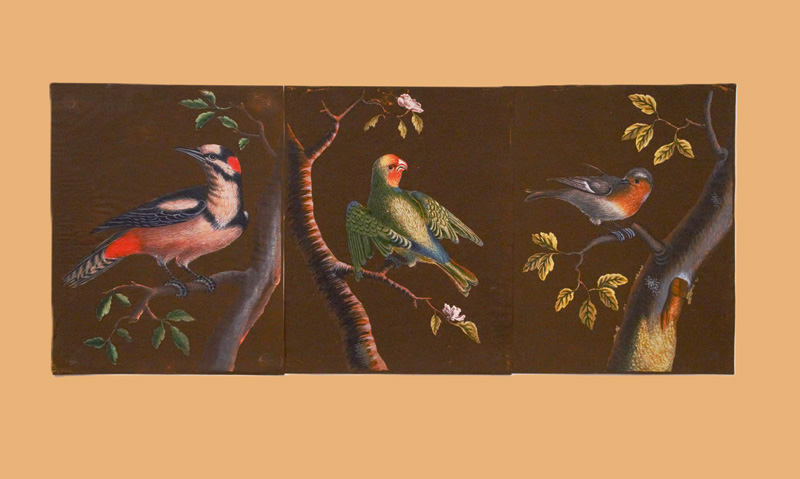 Lot 366, Auction 126, Drei Vogelstudien. Ein Specht, Papagei und Fink auf Astwerk, Gouache und Deckweiß über Federzeichnung auf Bütten