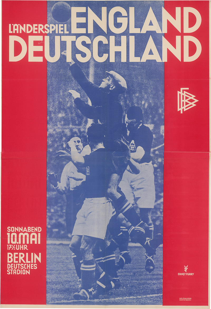 Lot 505, Auction 126, Fuhry, Ernst, DFB-Plakat zum ersten Fußball-Länderspiel zwischen England und Deutschland. Berlin, Holzhauser, 1930
