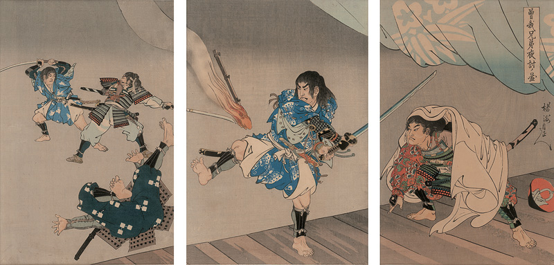 Lot 608, Auction 126, Chikanobu, Toyohara, Nachtangriff der Soga-Brüder
