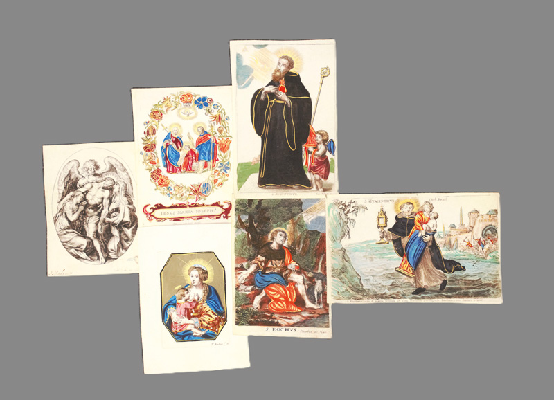 Lot 1024, Auction 126, Andachtsbillets, Sammlung von 6 Heiligenbildchen auf Pergament