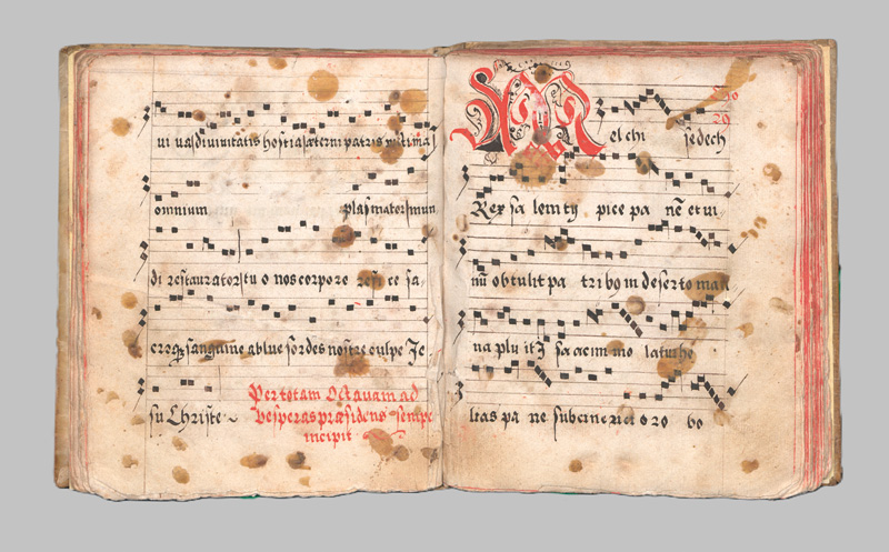 Lot 1027, Auction 126, Sammelband von 13 Musikstücken, Lateinische Handschrift und hs. Noten auf Pergament