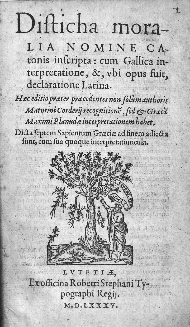 Lot 1118, Auction 126, Cato, Marcus Porcius, Disticha moralia, cum Gallica interpretatione