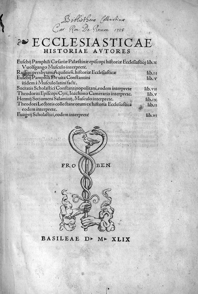 Lot 1129, Auction 126, Eusebius Caesariensis, Ecclesiasticae historiae autores