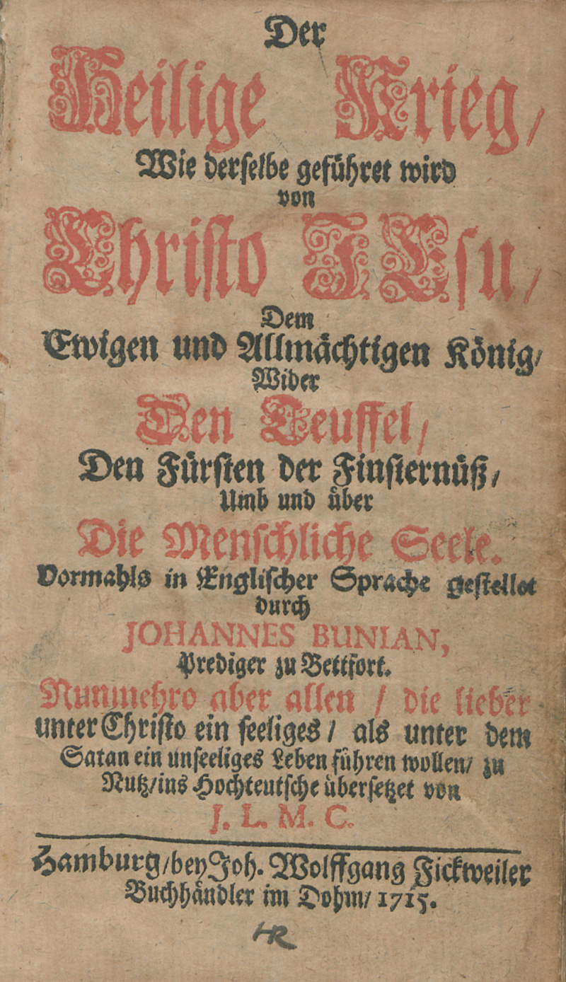 Lot 1208, Auction 126, Bunyan, John, Der Heilige Krieg, wie derselbe geführet wird von Christo Jesu