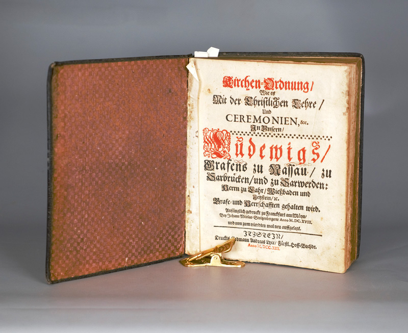 Lot 1216, Auction 126, Kirchen-Ordnung, wie es mit der christlichen Lehre,, und Ceremonien, &c. in unsern, Ludewigs, Grafens zu Nassau, gehalten wird