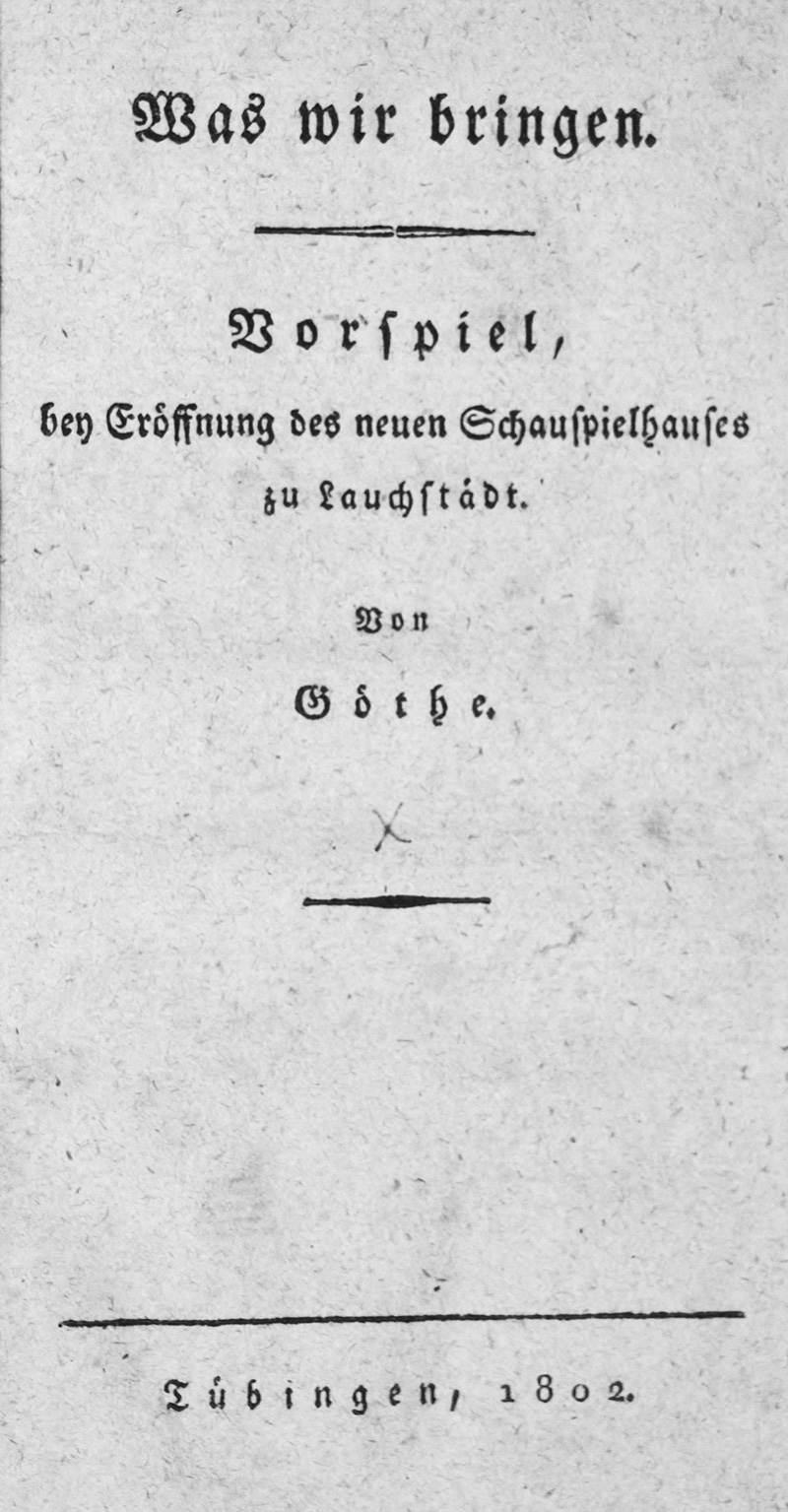 Lot 2038, Auction  126, Goethe, Johann Wolfgang von, Was wir bringen