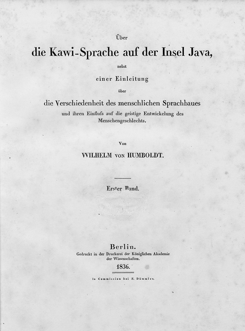 Lot 2055, Auction 126, Humboldt, Wilhelm von, Über die Kawi-Sprache auf der Insel Java. Berlin, Königliche Akademie der Wissenschaften, 1836-1839. - Erste Ausgabe