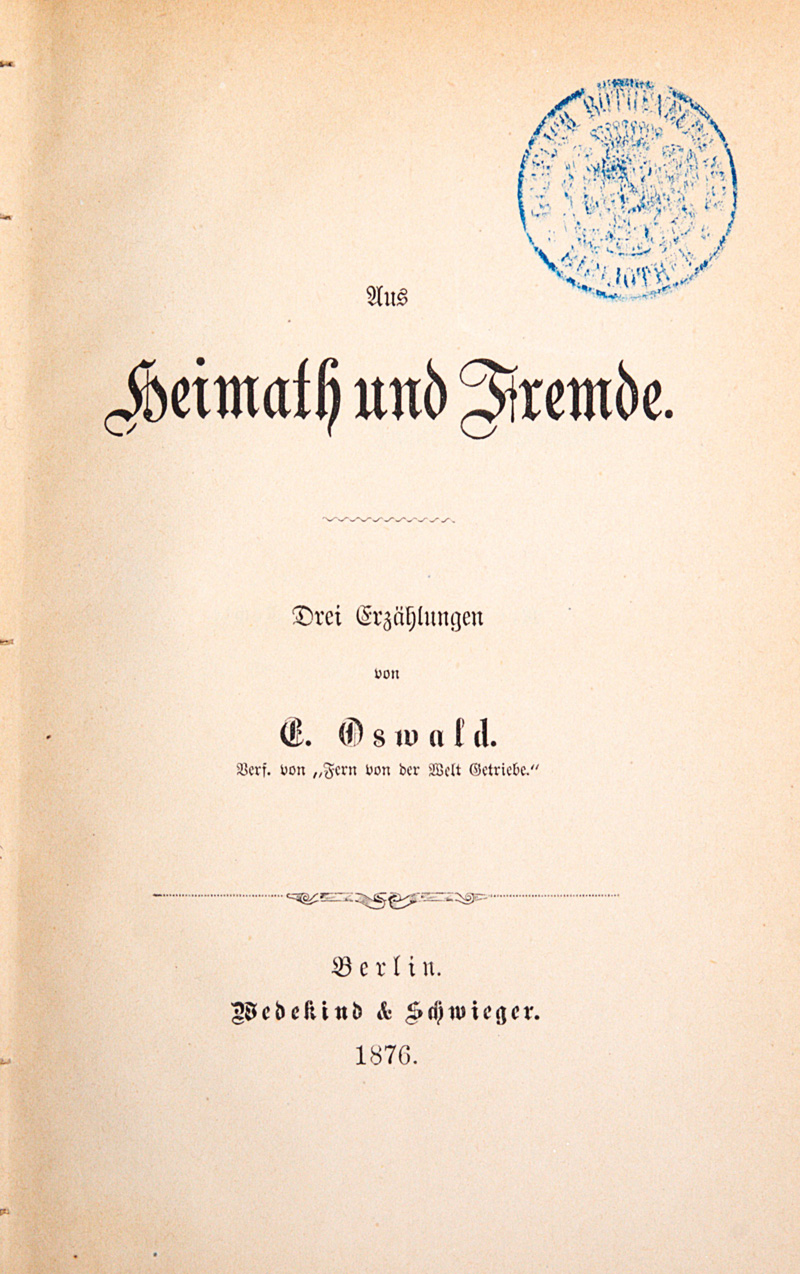 Lot 2103, Auction  126, Schulze-Smidt, Bernhardine, Aus Heimath und Fremde