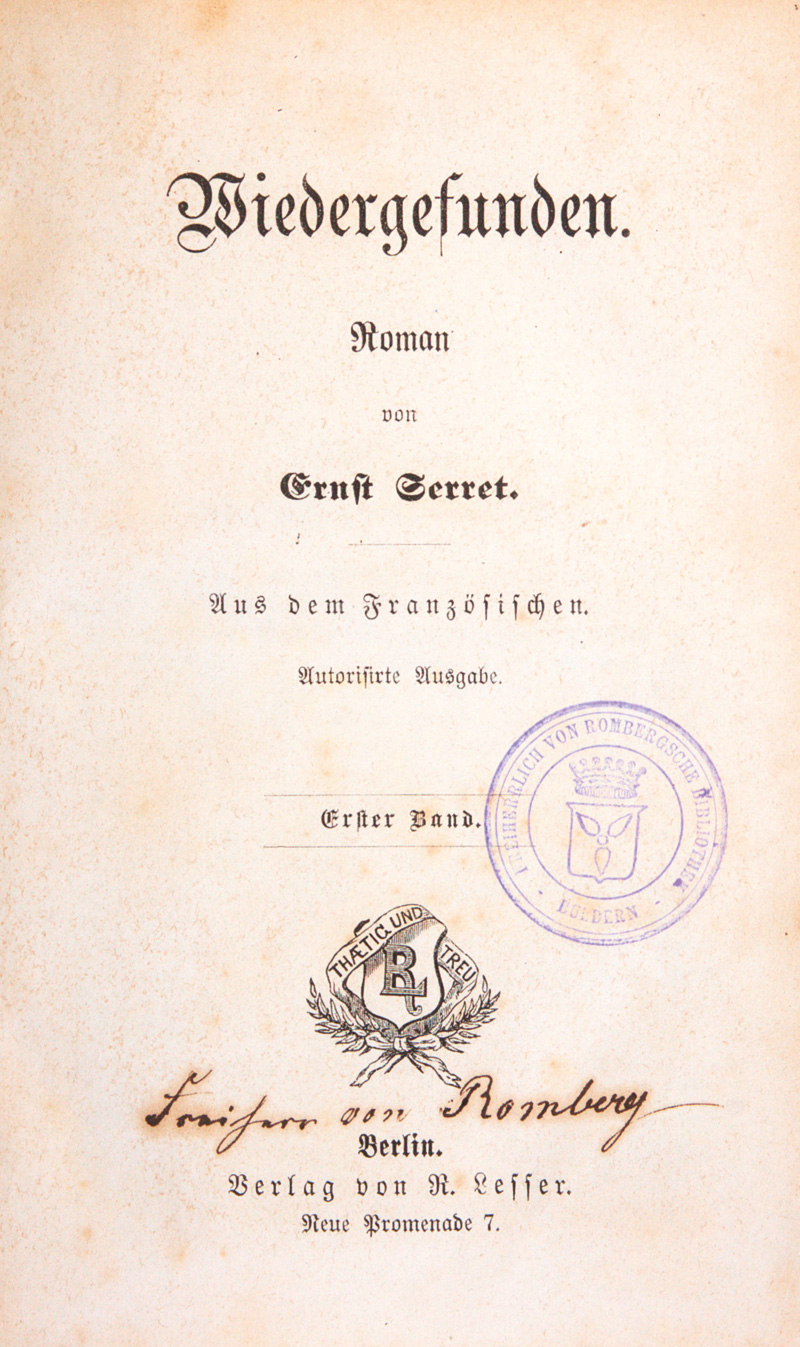 Lot 2105, Auction  126, Serret, Ernst, Wiedergefunden + Beiband