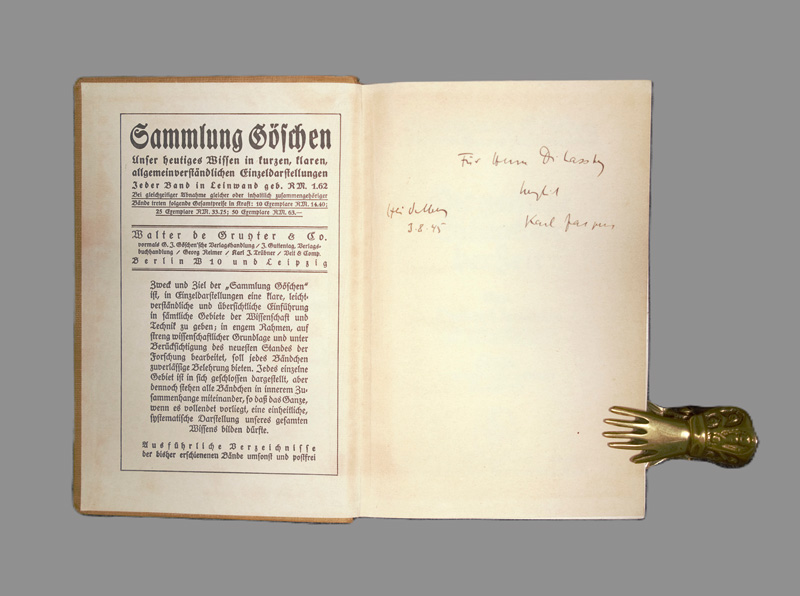 Lot 2125, Auction  126, Jaspers, Karl, Die geistige Situation der Zeit (Widmungsexemplar)