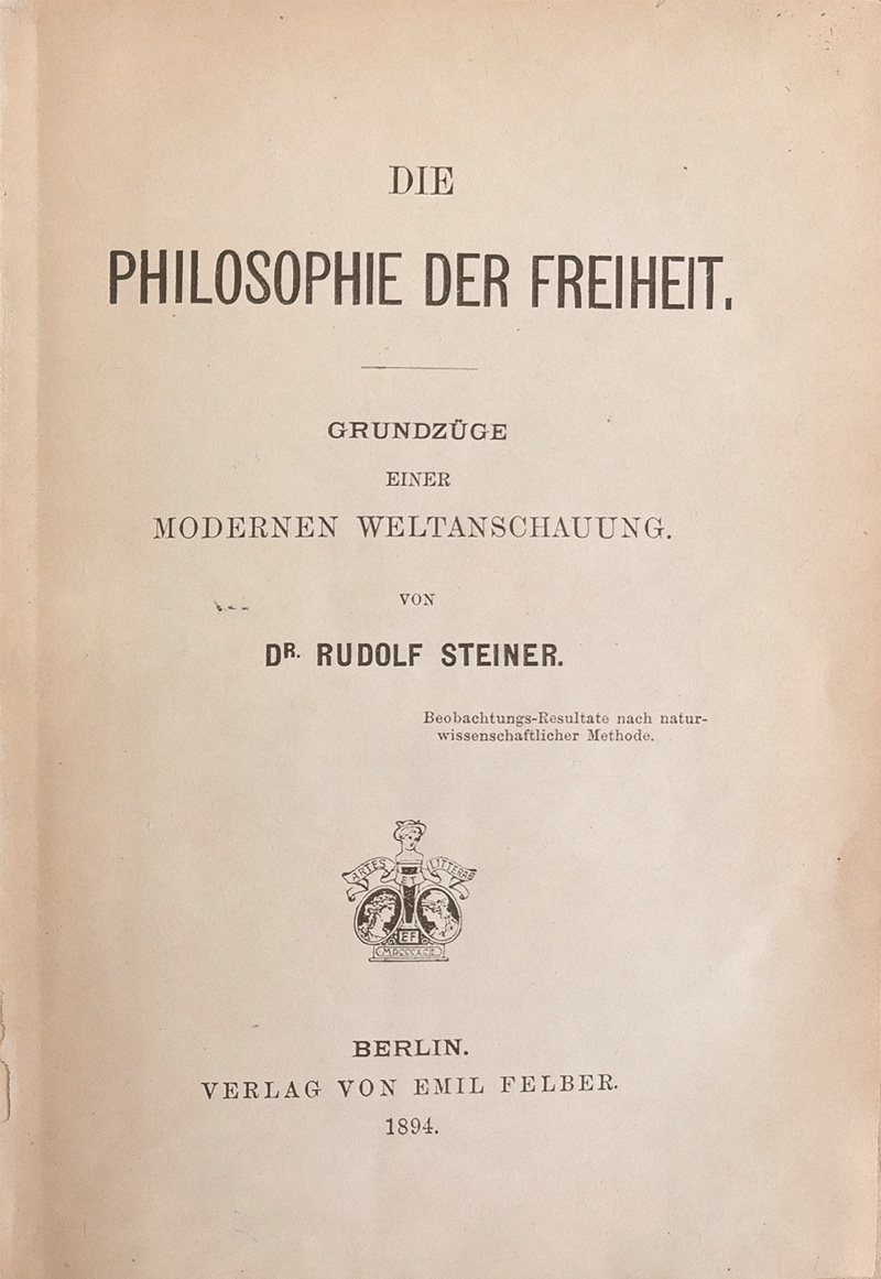 Lot 2130b, Auction 126, Steiner, Rudolf, Die Philosophie der Freiheit