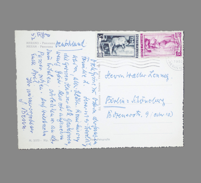 Lot 2506, Auction 126, Benn, Gottfried, Ansichts-Postkarte. Meran 1952