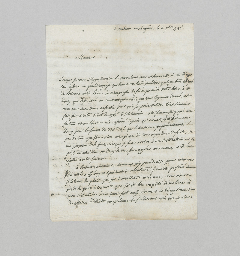 Lot 2566, Auction 126, Pourret, Pierre André, Brief an einen Fachkollegen. 1786.