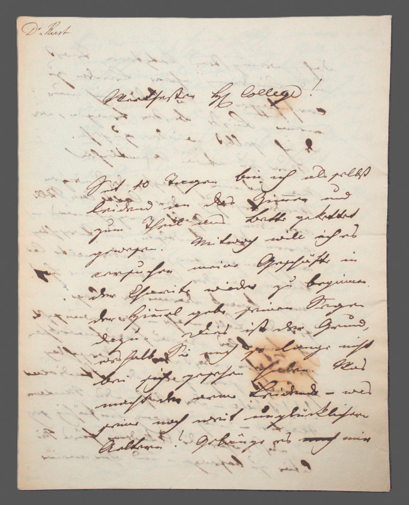 Lot 2568, Auction 126, Rust, Johann Nepomuk von, Wichtiger Brief an einen Fachkollegen. 1828