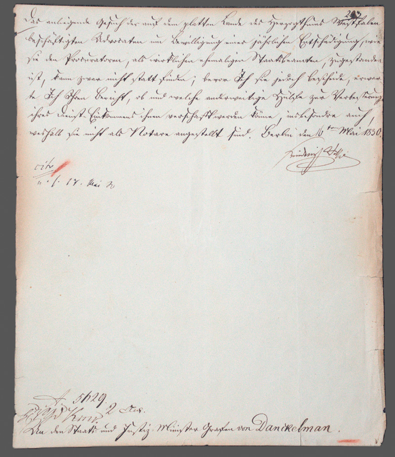 Lot 2583, Auction  126, Friedrich Wilhelm III., König von Preußen, Brief an den Justizminister Danckelman.1830.