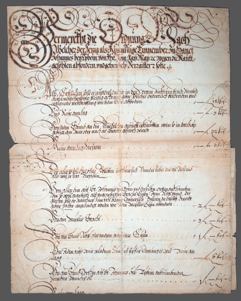 Lot 2591, Auction  126, Krain, Herzogtum, Kaiserliche Zoll-Verordnung für St. Johannes bei Tybein in Krain. 1644