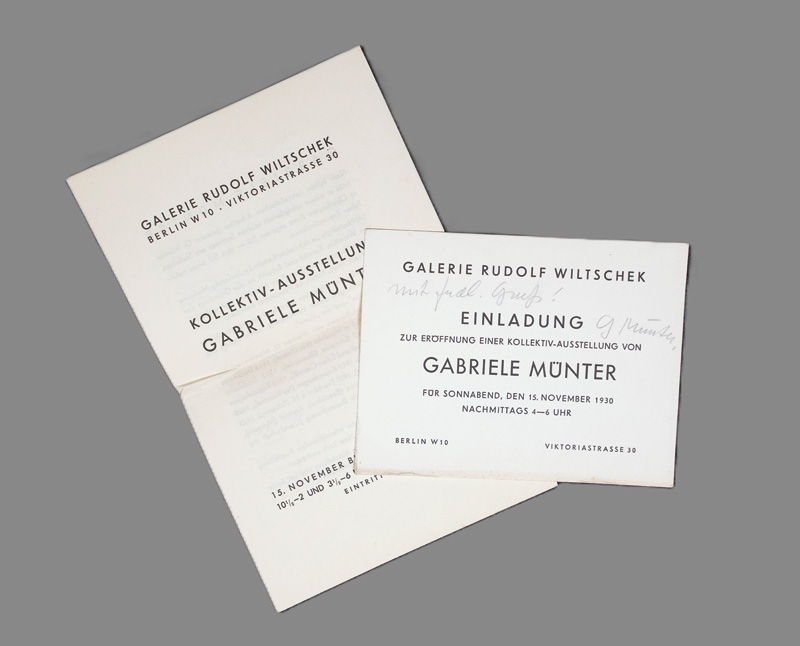 Lot 2618, Auction 126, Münter, Gabriele, Signierte Einladungskarte zu einer Vernissage. 1930