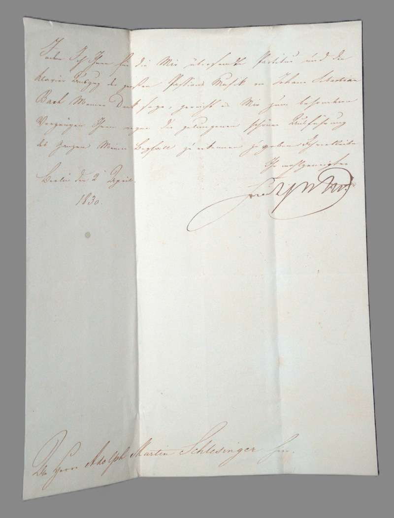 Lot 2623, Auction 126, Friedrich Wilhelm IV., König von Preußen, Brief an den Berliner Musikverleger Schlesinger. 1830