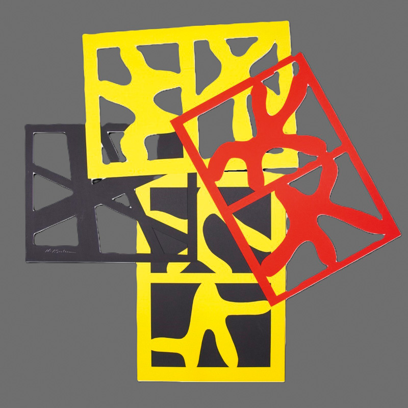 Lot 3168, Auction 126, Iizuka, Hashiro, 4 abstrakte Scherenschnitte aus farbigen Kartonpapieren