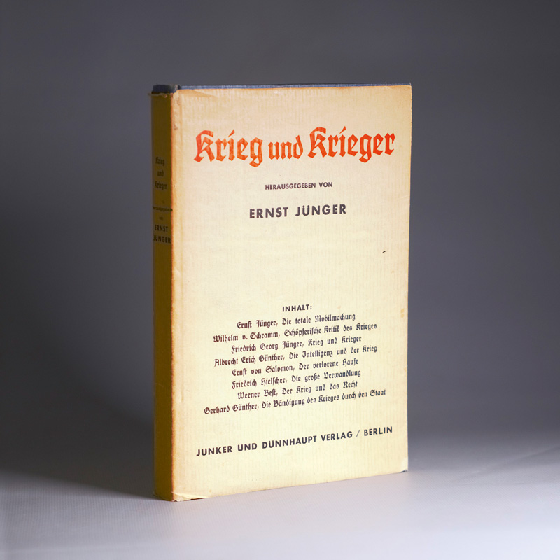 Lot 3197, Auction  126, Jünger, Ernst, Krieg und Krieger. Berlin 1930. - Erste Ausgabe