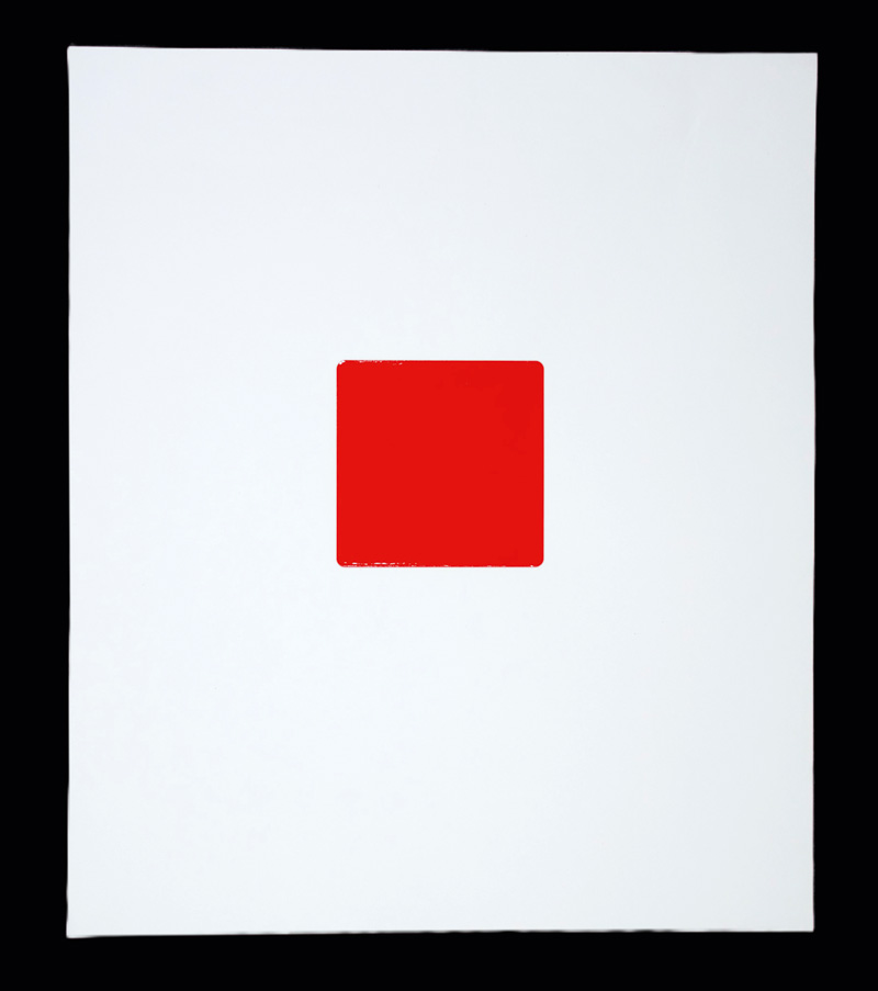 Lot 3380, Auction  126, Takeoka, Yuji, Rote Lack-Quadratfläche auf Papier