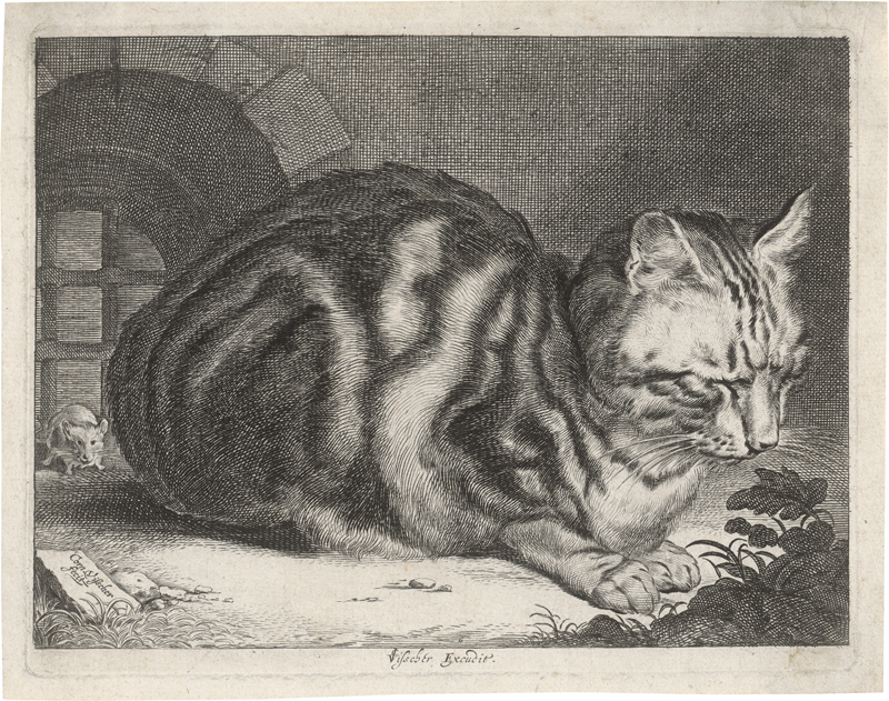 Lot 5253, Auction 126, Visscher, Cornelis, Die große Katze, mit einer Maus zur Linken