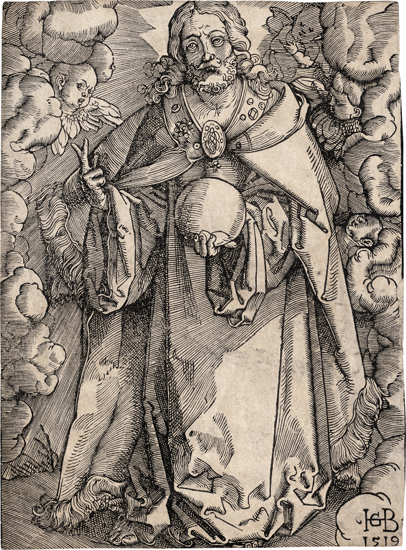 Lot 5486, Auction  126, Baldung, Hans, Der Heiland mit dem Globus umgeben von Engeln in Wolken