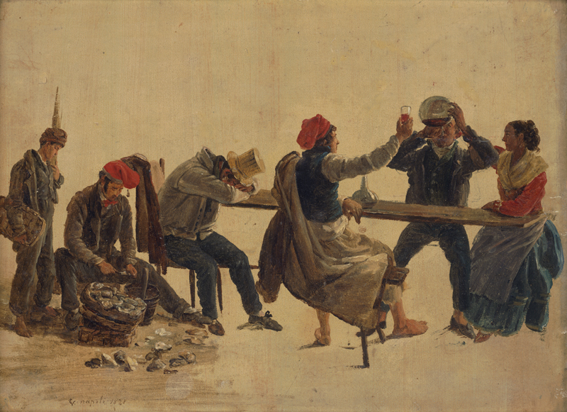 Lot 6090, Auction 126, Vervloet, Frans, 1821. Fröhliche Runde mit neapolitanischen Fischern beim Wein trinken