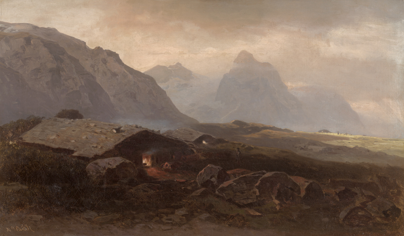 Lot 6122, Auction 126, Schleich d. J., Eduard, Alpenlandschaft mit Sennerhütten