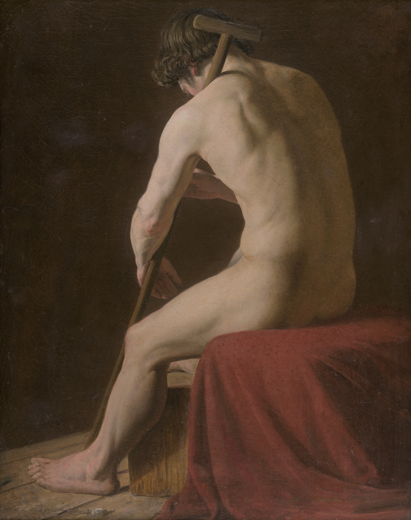 Lot 6169, Auction 126, Dänisch, um 1830. Sitzender männlicher Akt in Rückenansicht