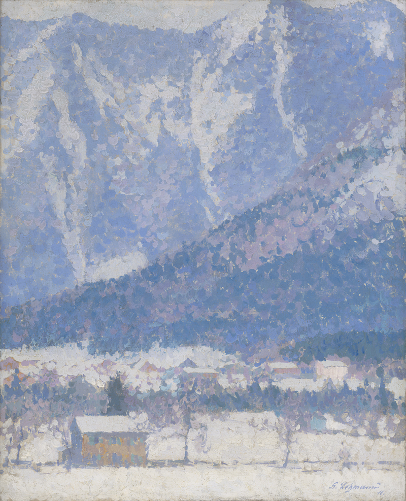 Lot 6216, Auction 126, Lehmann, Gustav, Dorf in winterlicher Vorgebirgslandschaft
