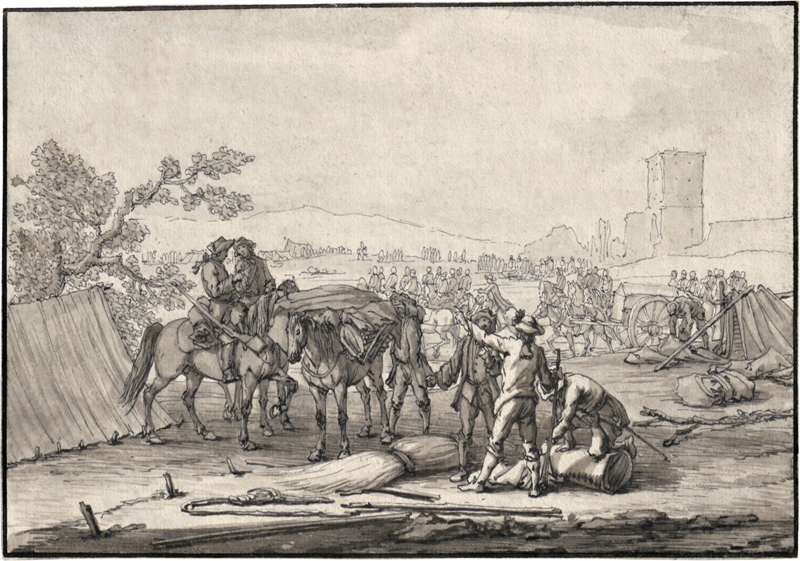 Lot 6589, Auction 126, Rugendas d.Ä., Georg Philipp, Ein Feldlager vor dem am 8. Dezember 1703 bombardierten Augsburger Klinkertor