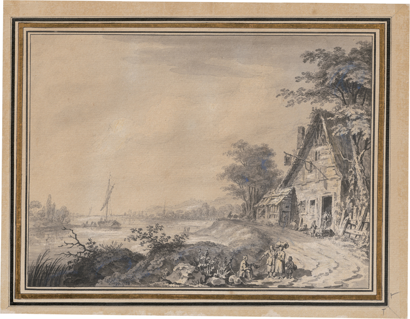 Lot 6590, Auction 126, Zingg, Adrian, Flusslandschaft mit Wirtshaus
