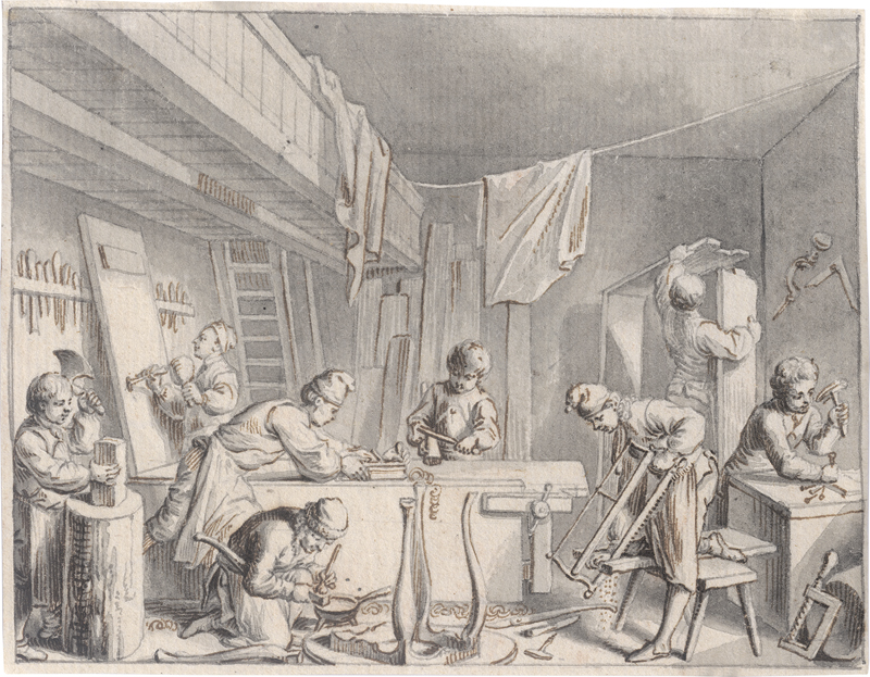Lot 6597, Auction 126, Chodowiecki, Daniel Nikolaus, Die Tischlerwerkstatt