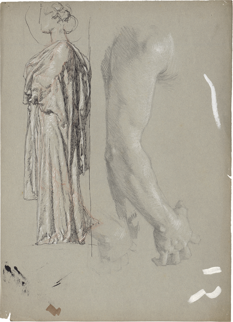Lot 6744, Auction 126, Rothaug, Alexander, Studienblatt mit weiblicher Figur im antiken Gewand und Armstudie