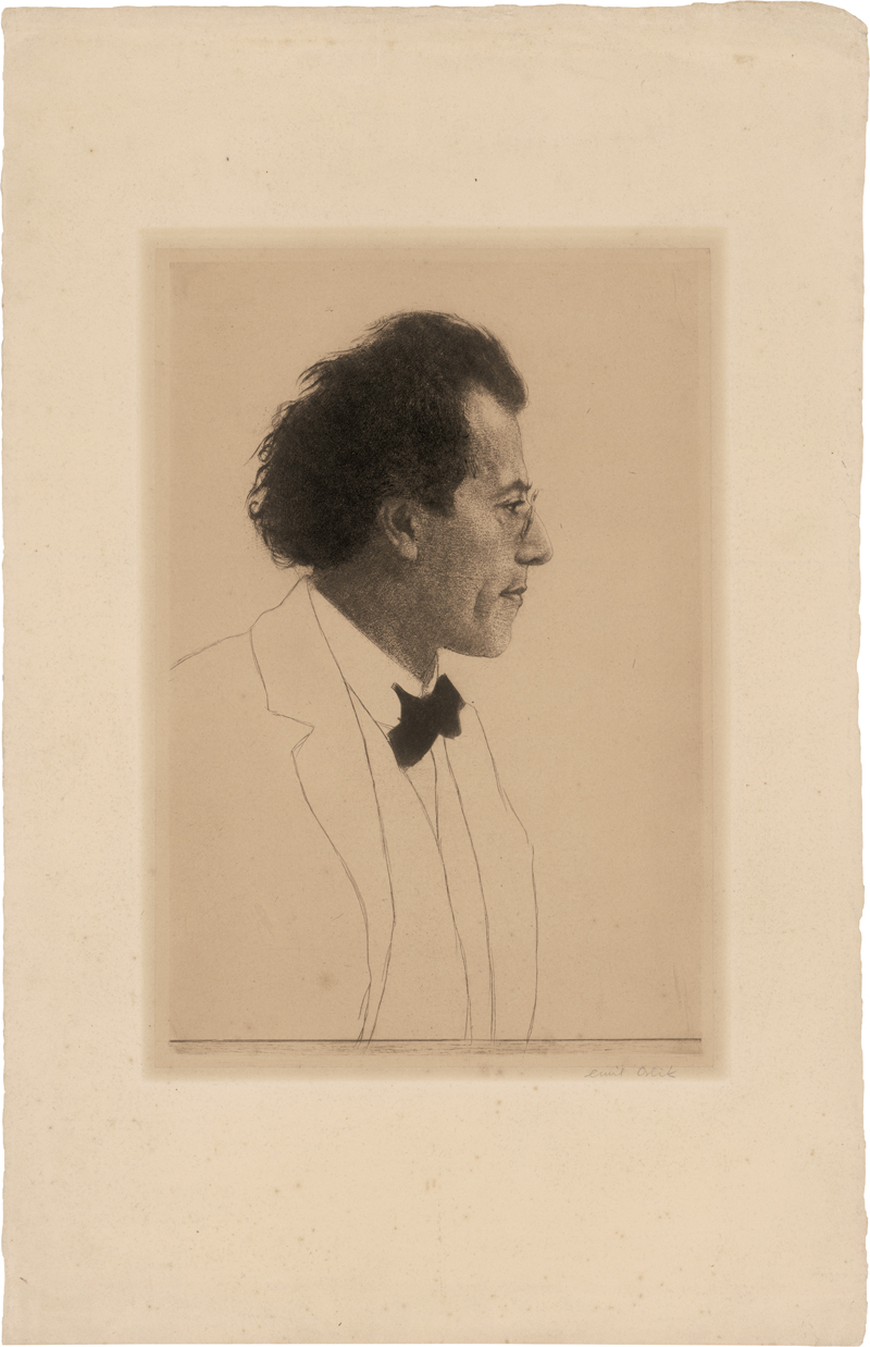Lot 7016, Auction 126, Orlik, Emil, Portrait Gustav Mahler (Brustbild im Profil nach rechts)